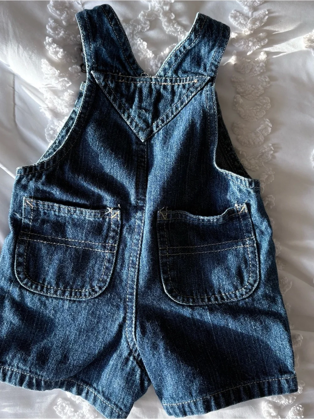 Dark Wash Denim Overalls - Blue